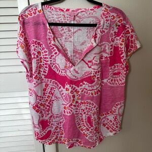 Lilly Pulitzer Duval Top in Hot Coral Trunk in Love